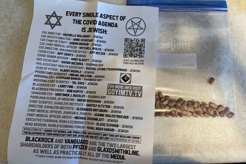Antisemitic flyers found at Lansing housing complex. COURTESY AILEEN HECHT
