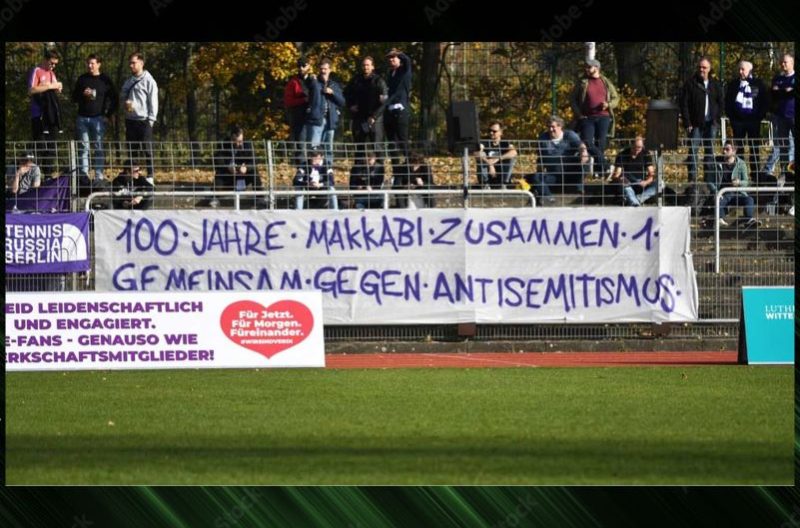 Banner against antisemitism from TeBe fans 2022