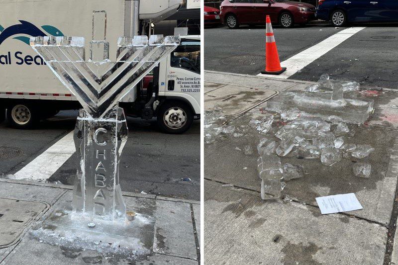 Ice menorah smashed in second holiday attack on UES Jewish center | Upper East Site