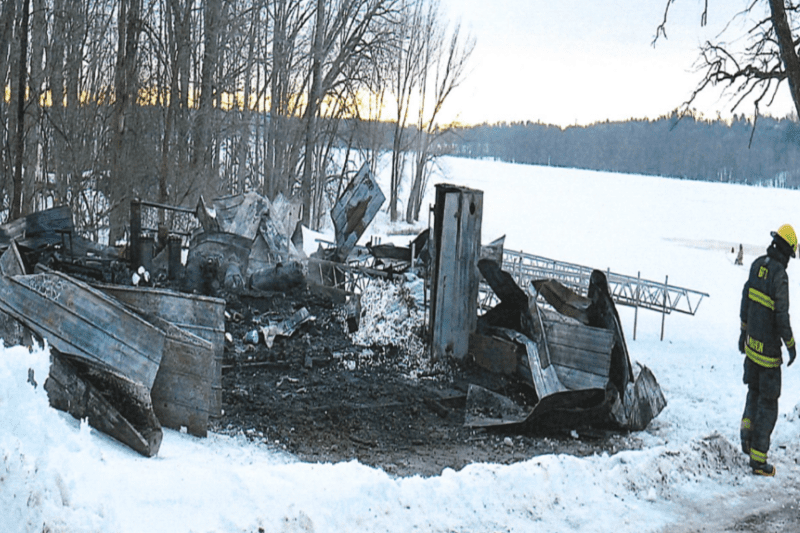 MRC des Collines de l'Outaouais police are investigating a suspected arson at Camp B'nai Brith of Ottawa's summer camp site in Quyon, Que. Feb. 12, 2023. (police handout)