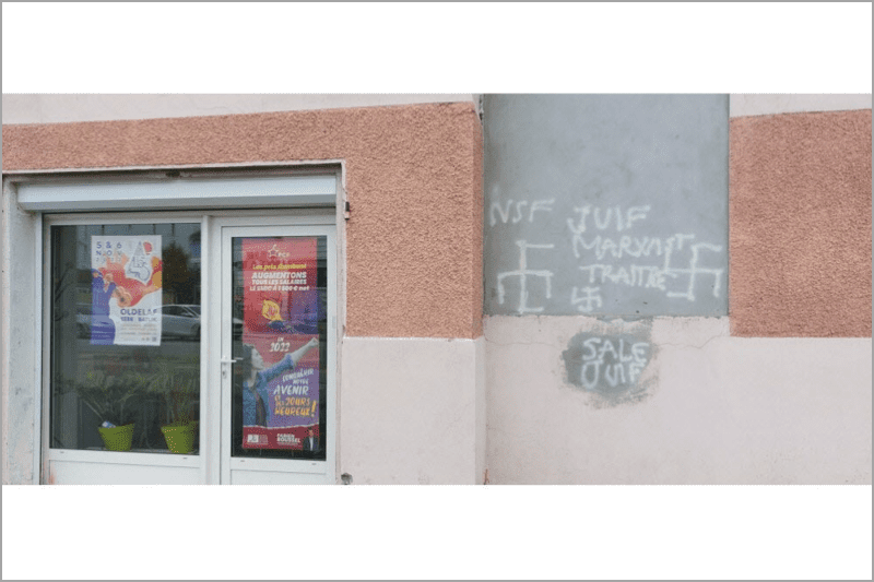 Swastikas and anti-Semitic tags were sprayed on the walls of PCF premises in Chambéry. Photo The DL / DR